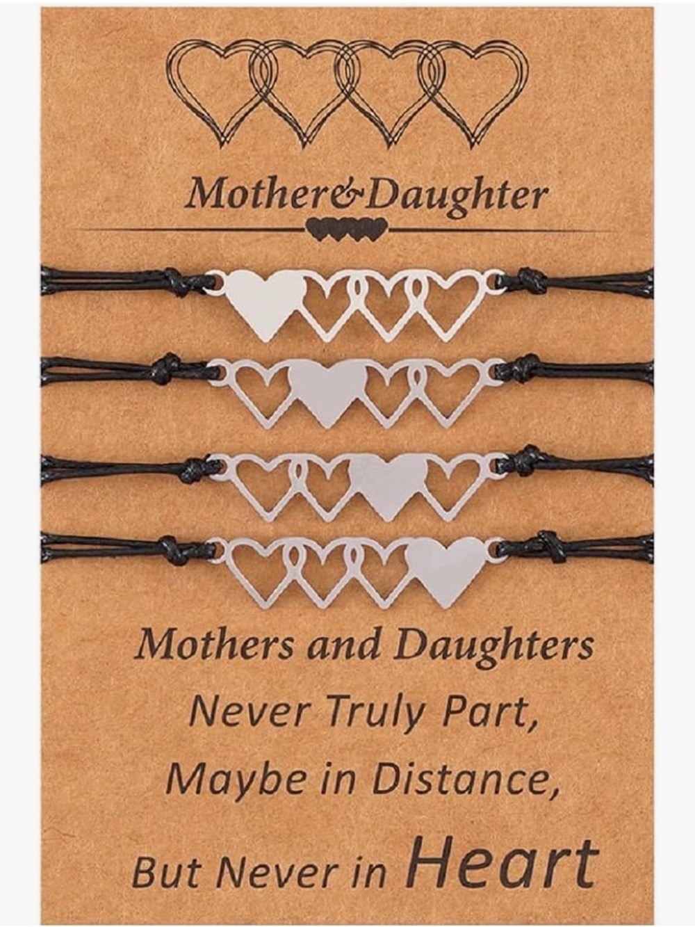 Mother Bracelets Set for 2/3/4 Matching Heart Wish Bracelets